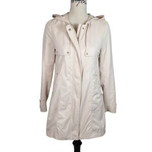 H&M Hooded Rain Coat Utility Jacket Beige Taupe Size 4